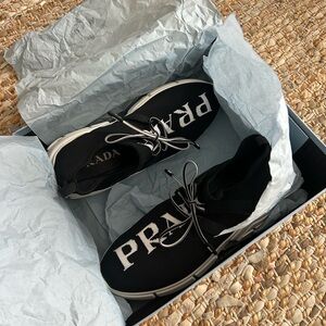 women's PRADA black and white sneaker SIZE 7